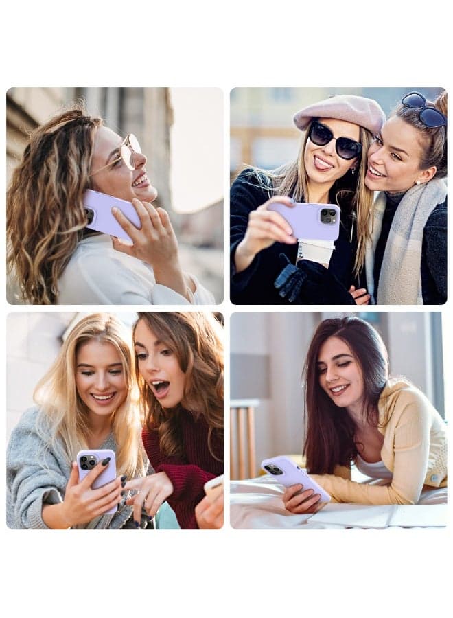 Compatible with iPhone 16 Pro Case 6.3 Inch Slim Liquid Silicone 4 Layers Soft Gel Rubber Shockproof Protective Phone Case with Anti Scratch Microfiber Lining (Light Purple) Cases & Covers (٧)