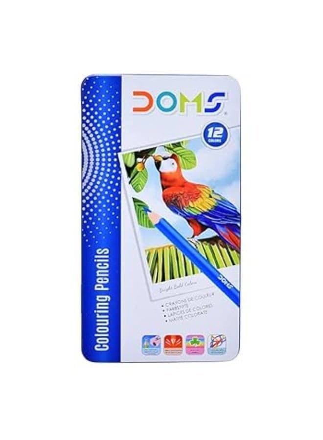 DOMS Wooden Coloring Pencils – Compact Set of 12 Colors (3443) Wooden Colored Pencils