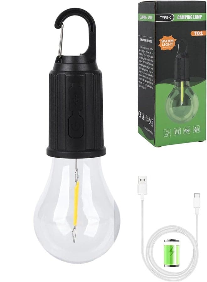 Classic rechargeable LED camping lantern – hanging tent light – ideal for hiking, fishing and camping. 3 light levels.