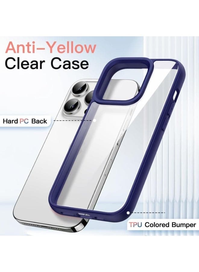 Shockproof Clear Case for iPhone 13 Pro Max Not Yellowing Military Drop Protection Hard Clear Back Four Corner Airbags Drop Protection Phone Cover 6.7 Inch (Blue) (٤)