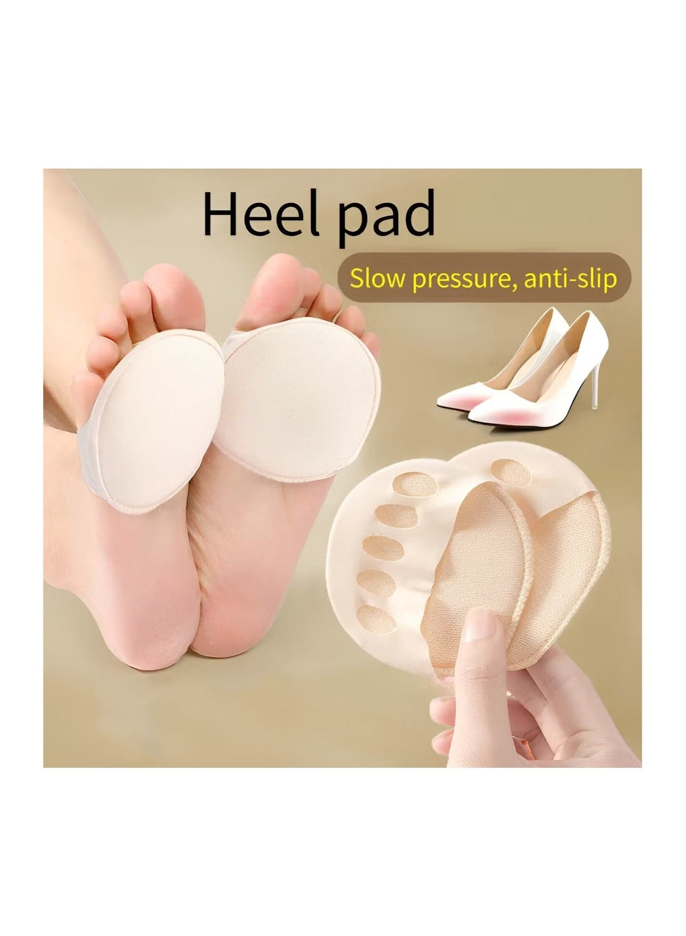 Forefoot Cushion Pads Invisible Socks Reusable Forefoot Pads For Sandals High Heels Ballet Shoes Foot Care (٢)