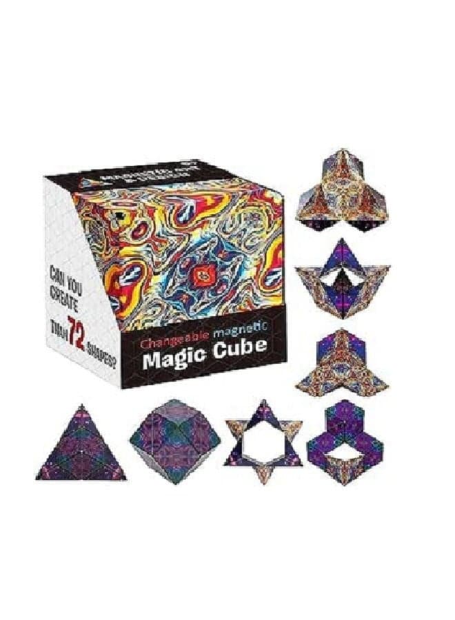 Magic Cube Magnetic Toy Cube Transforms Into Over 70 Shapes Multicolor Brain Teasers