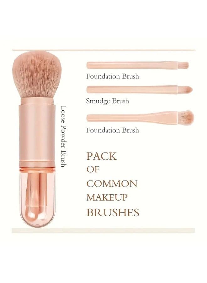 Complete Makeup Brush Set: Cute 4 in 1 Retractable Mini Brush, Professional for Blending Foundation, Powder & Eyeshadow for Women – Makeup Brushes & Face Cosmetics Kit Face Brushes & Sponges (٢)