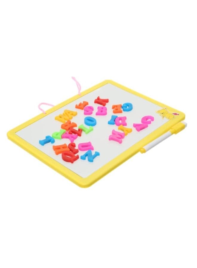 Plastic Drawing And Writing Board With Magnetic Alphabet letters Aiming To Teach Children All Educational Skills- Yellow Easel-style Dry Erase Boards (٢)