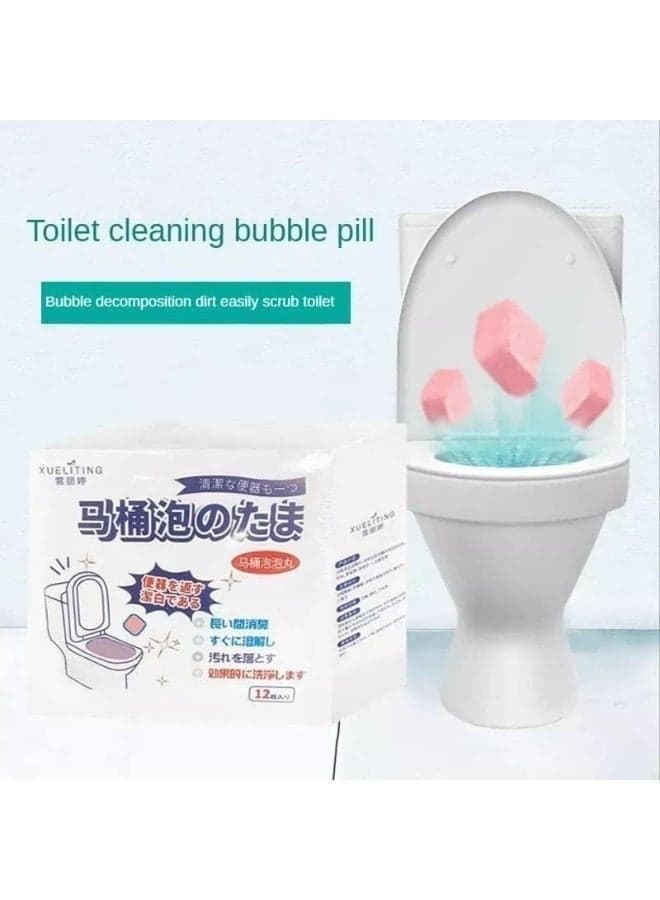 Toilet Bowl Cleaning Tablets 12 Pack, Fast Acting Toilet Cleaner and Deodorizer, Fruity Scent Cleaning Tablets for Urine Stains, Bathroom Toilet Freshener, Easy to Use Toilet Bowl Cleaning Solution (٣)