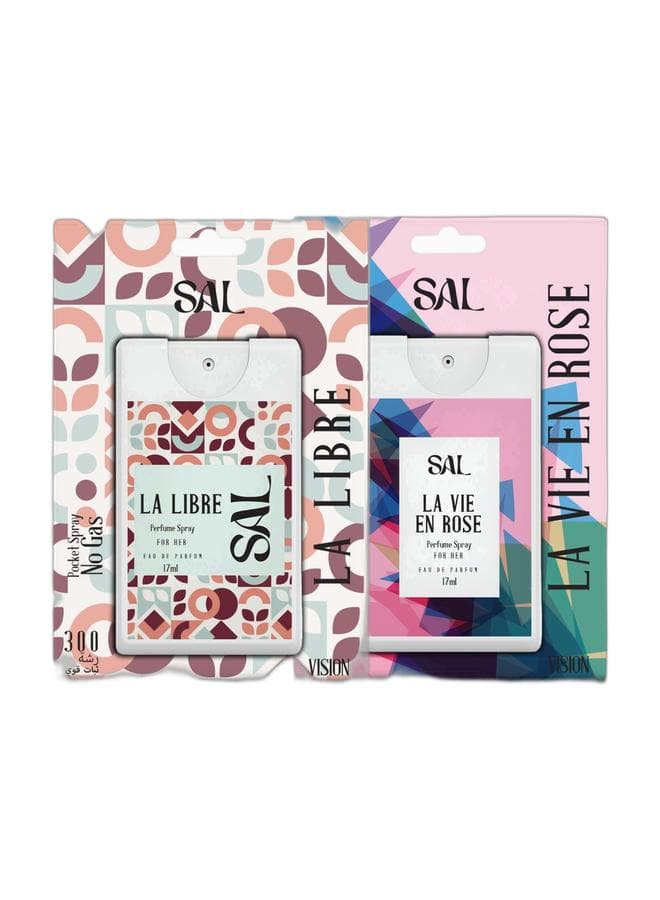 Sal La Libre Pocket Perfume | 17ml | 300 Sprays & Sal La Vie en Rose Pocket Perfume | 17ml | 300 Sprays Bundle Eau de Parfum