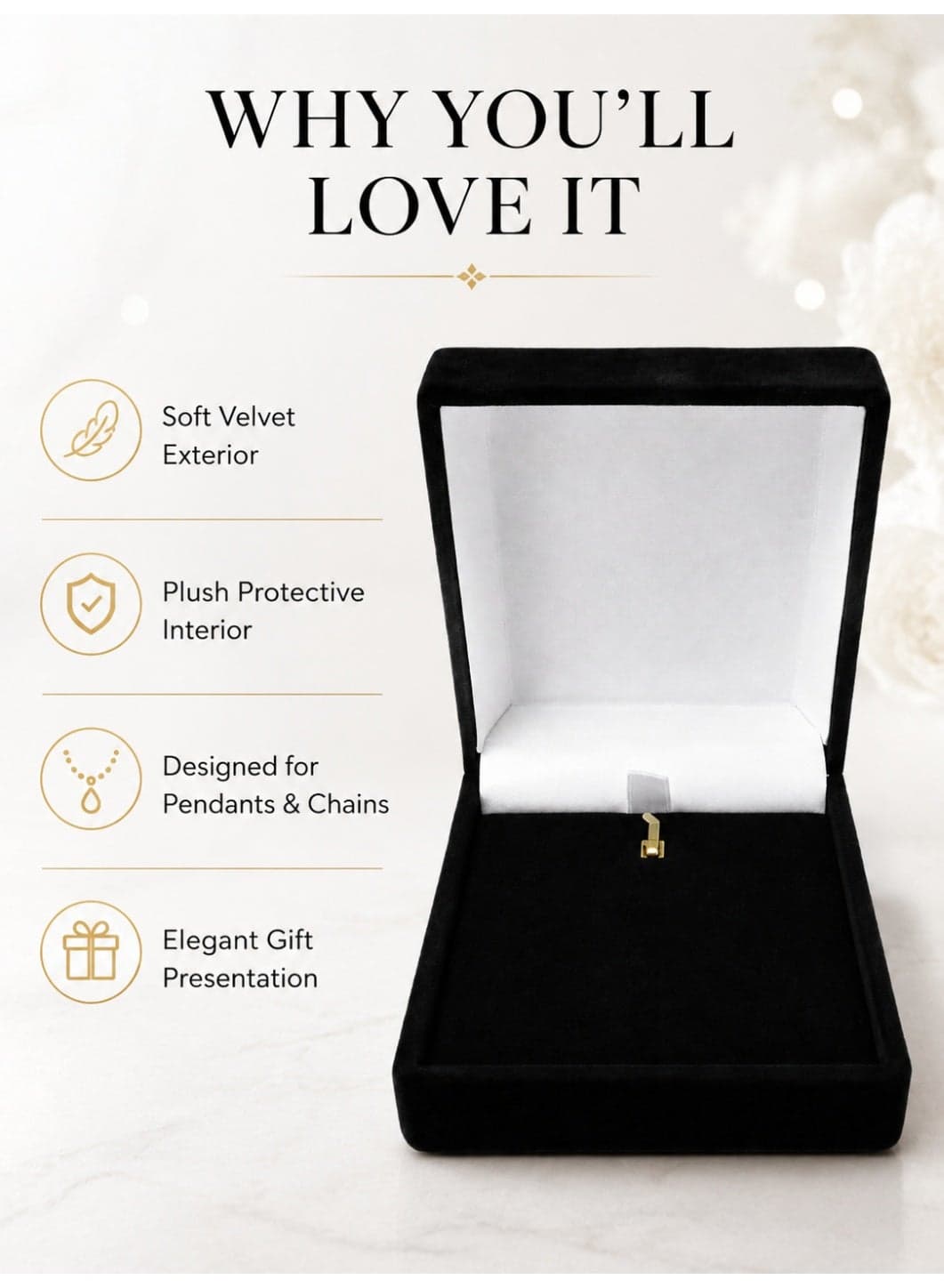 Velvet Gift Box for Pendants and Chains for Wedding and Engagement (Black) (4)
