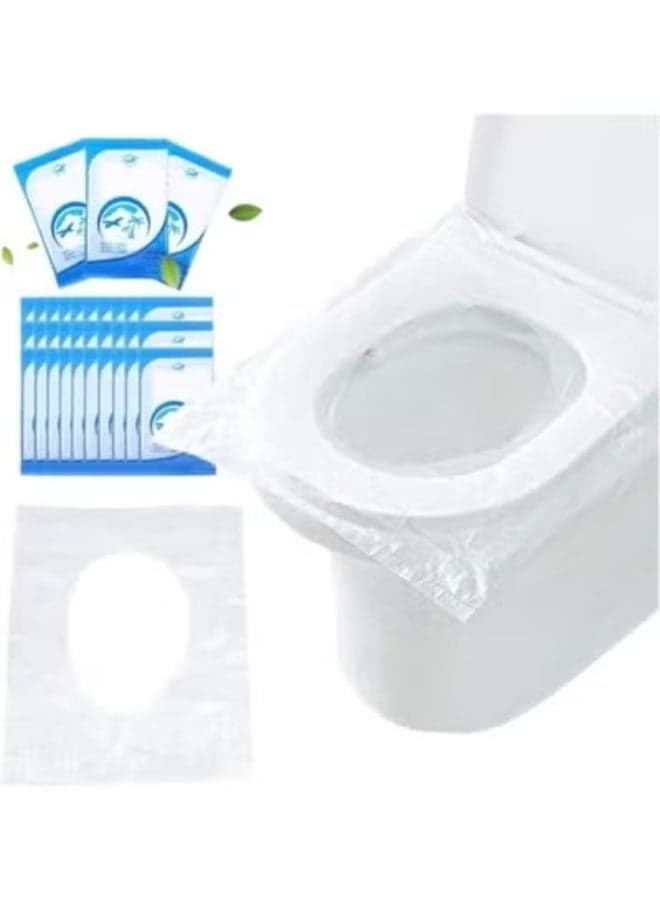 Disposable Plastic Toilet Seat Covers Antibacterial and Waterproof Portable Pocket Toilet Seat Covers for Use in Public Restrooms, Hotels and Airplanes (50 Count), Toilet Lid & Tank Covers (6)