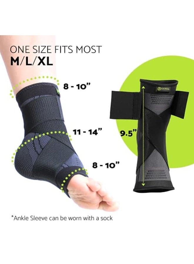 Ankle brace with adjustable compression, straps, and arch support band; foot stabilizer for plantar fasciitis, Achilles tendon, and sports support. (٤)