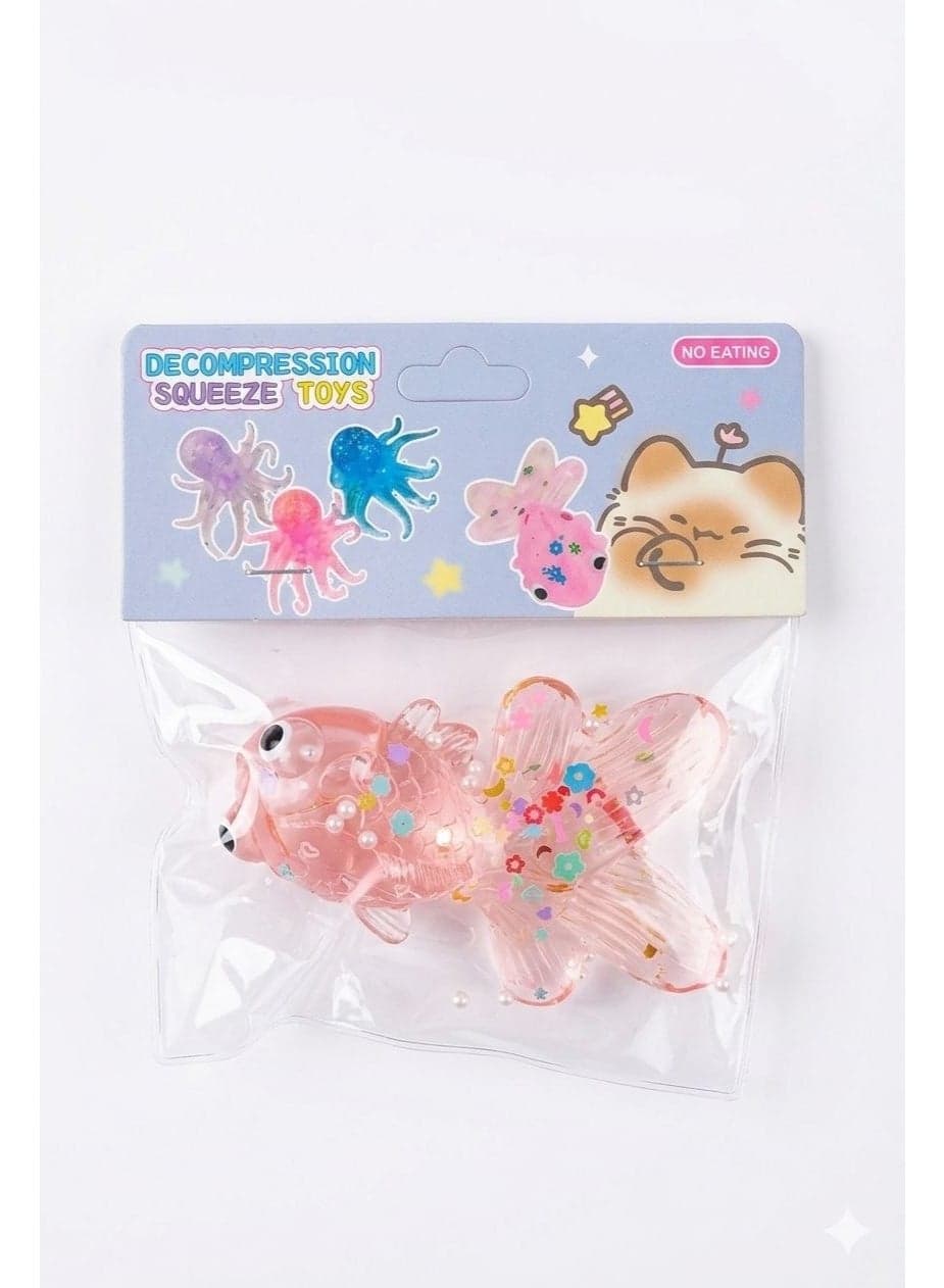 NeeDoh Goldfish Decompression Squeeze Toy, Pink Glitter Squishy Toys