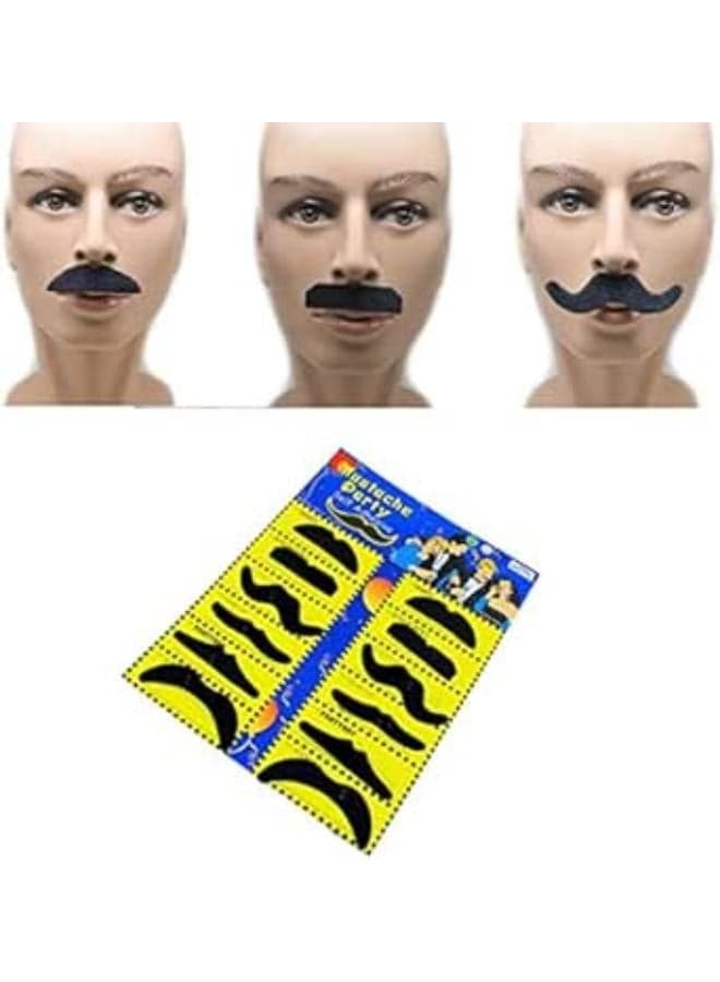 Funny Fake Mustaches For Costume Parties For Kids And Adults - 12 PCS Dress-Up Costumes