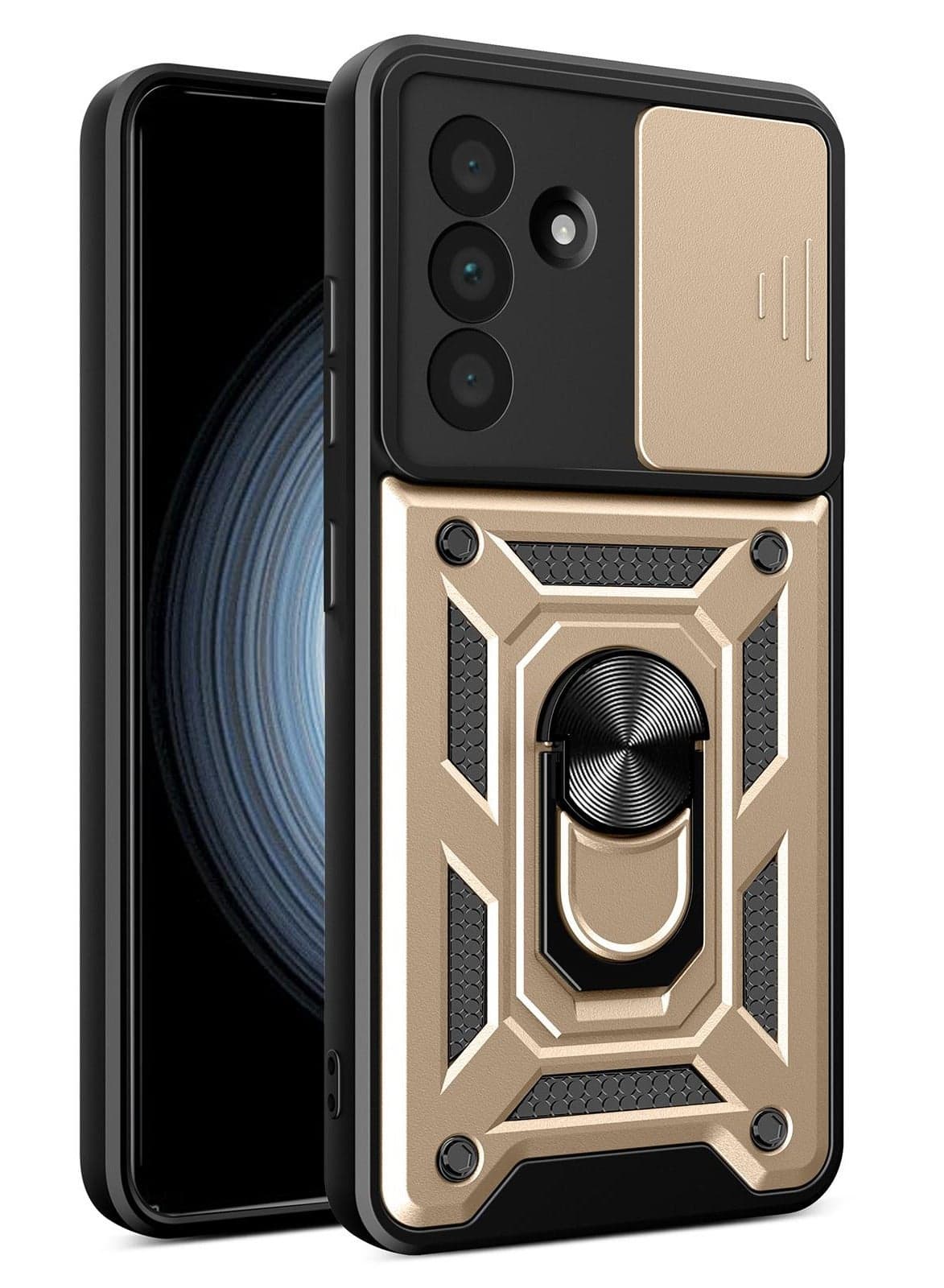 Case Cover Shockproof Protective Case with Camera Protection and Metal Ring Compatible with Samsung Galaxy A36 (Gold)