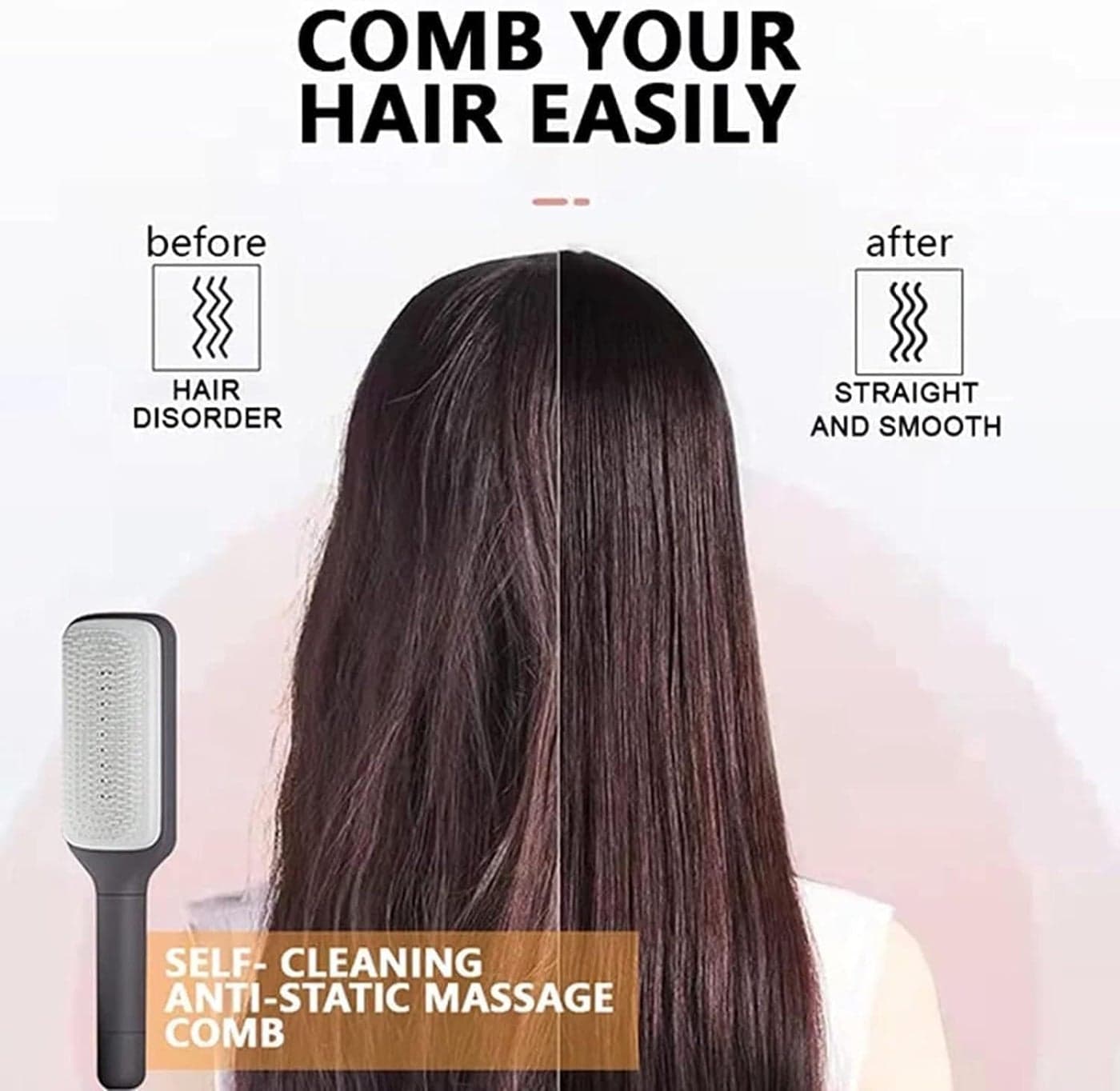 Self-Cleaning Hair Brush, Organic Hair Brush Without Pulling, Detangler Brush... (٣)