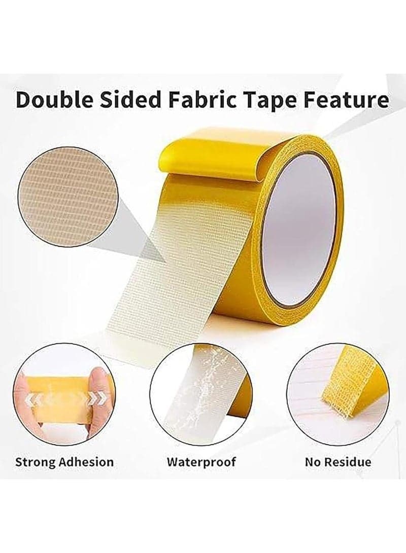 Heavy-Duty Double-Sided Adhesive Tape, 5 cm x 5 m Reinforced Polyester Fiber Mounting Tape with Modified Acrylate Adhesive, Strong Carpet and Flooring Tape for Fabric, Textile and Smooth Surfaces, DIY, Home Fixing and Installation, Temperature Resistant from -40°C to +100°C (٣)