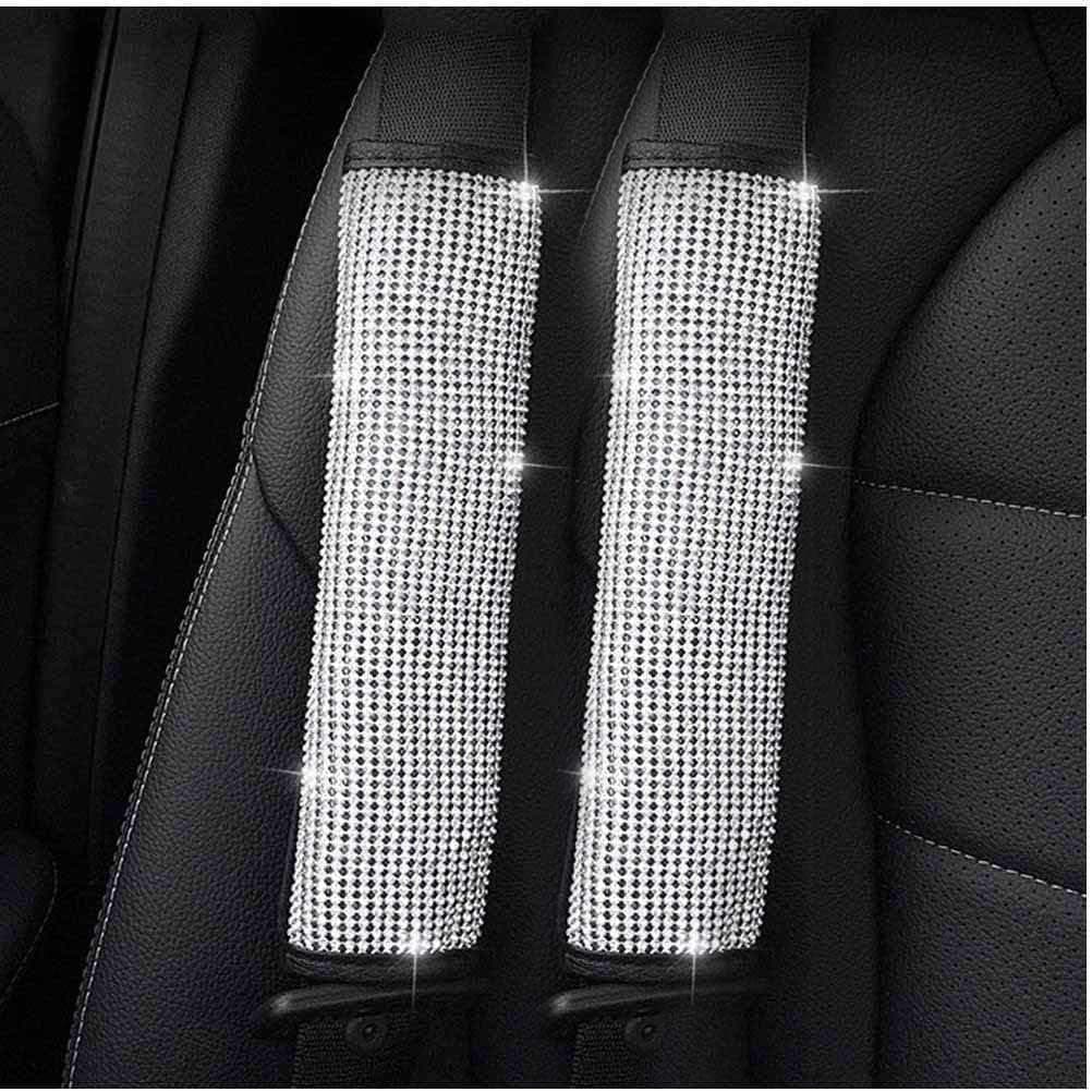 2Pcs, Crystal Diamond Seat Belt Shoulder Pads, Bling Bling Car Safety Belt Covers, Sparkly Auto Car Decoration Accessories for Women or Girls Car Armrests