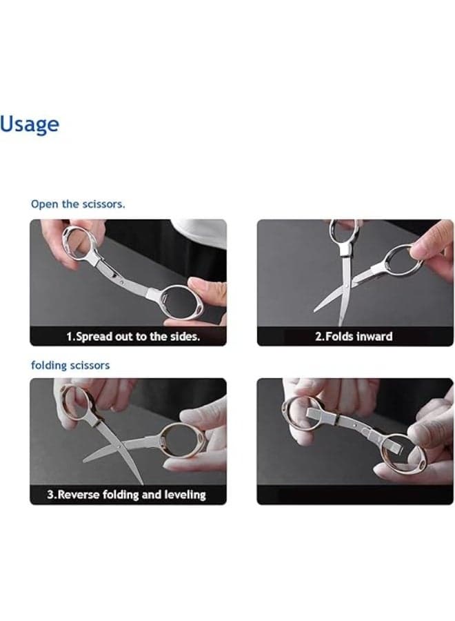 Retractable Folding Scissors, 2 Stainless Steel Blades, Compact and Safe to Carry Scissors, Perfect for Travel, Trips, Home & Office Use, Lightweight Keychain Kitchen Shears (٣)