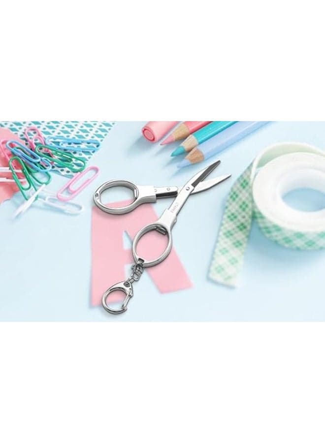 Retractable Folding Scissors, 2 Stainless Steel Blades, Compact and Safe to Carry Scissors, Perfect for Travel, Trips, Home & Office Use, Lightweight Keychain Kitchen Shears (٤)