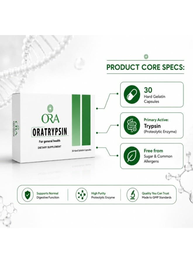 ORA Oratrypsin 30 Capsules - Premium Proteolytic Enzyme Formula (9)