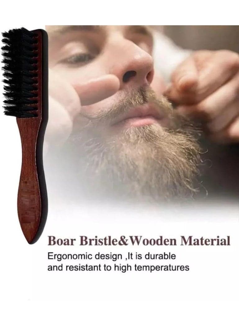 Men's wooden beard brush with natural bristles – a brush for styling, straightening, and distributing beard oil and balm – a beard care tool to stimulate hair growth and detangle. Beard & Mustache Care (٨)