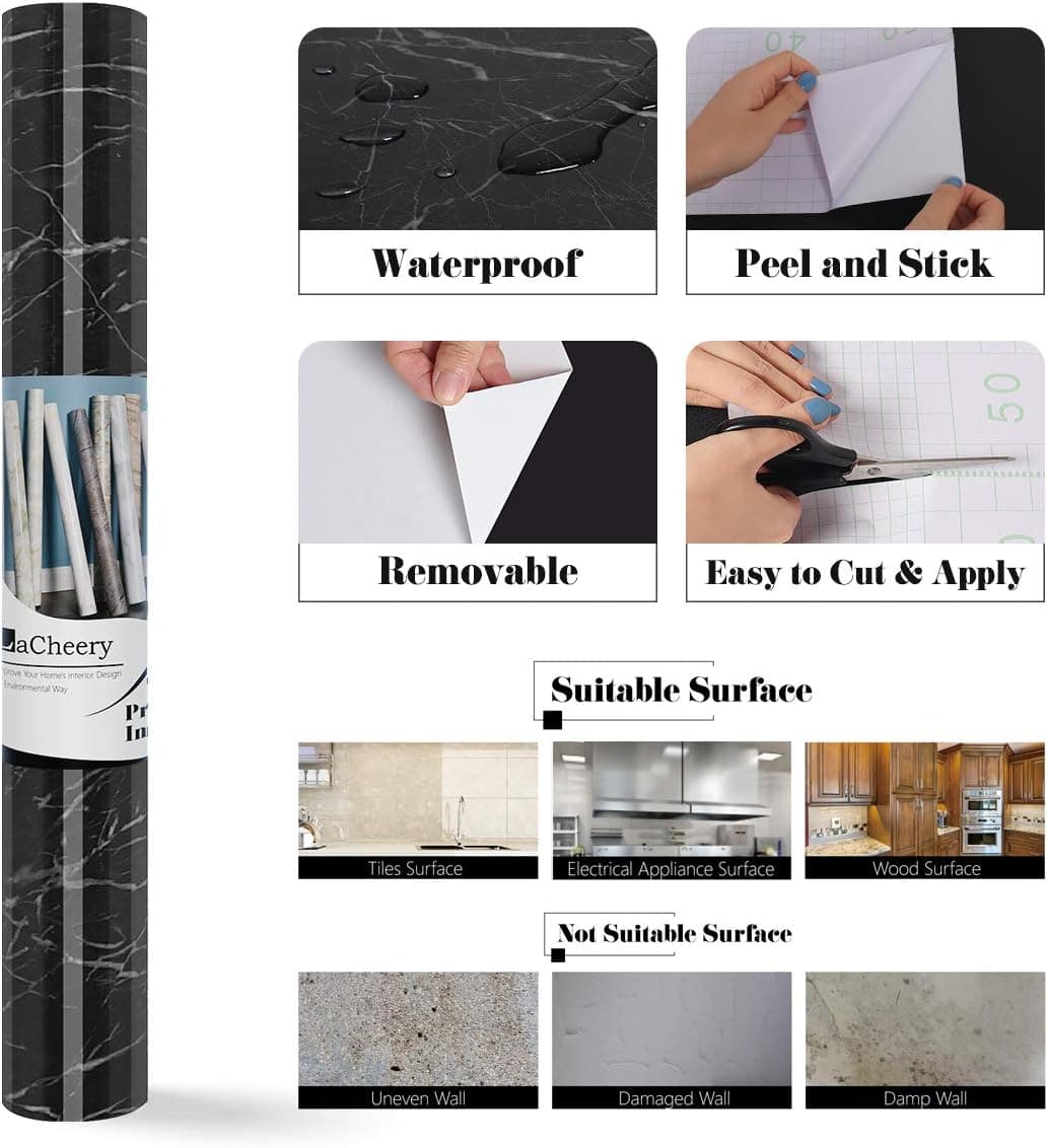Faux Marble Contact Paper Decorative Peel and Stick Wallpaper for Cabinets Sh... (7)