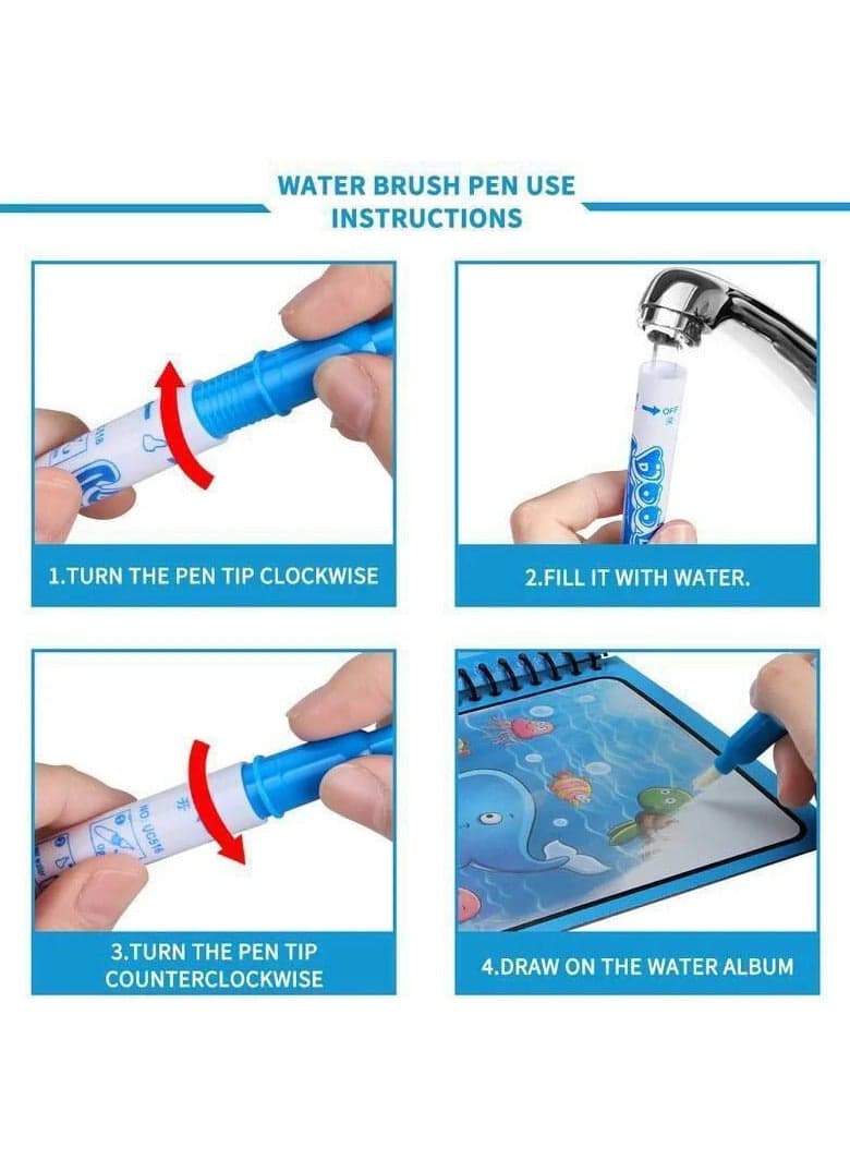 Magic Water Coloring Book, Drawing Board and Magic Water Pen, Educational Drawing Toy for Kids Basic & Life Skills Toys (5)