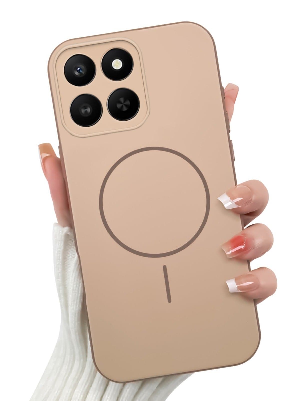 Hybrid Acrylic Protective Case – Hard Clear Back with Silicone Bumper & Trendy Ring Design For Motorola Moto edge 60 Fusion – Beige Cases & Covers