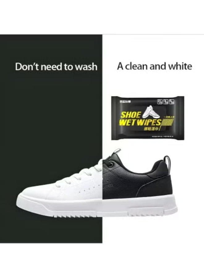 Shoe Shine Wipes Quick Cleaning Wet Wipes for Sneakers Shoes Sandals Leather Shoes Travel-Friendly Shoe Cleaner for Dirt Removal and Polishing Fast and Convenient Shoe Care Solution - 80pcs (٧)