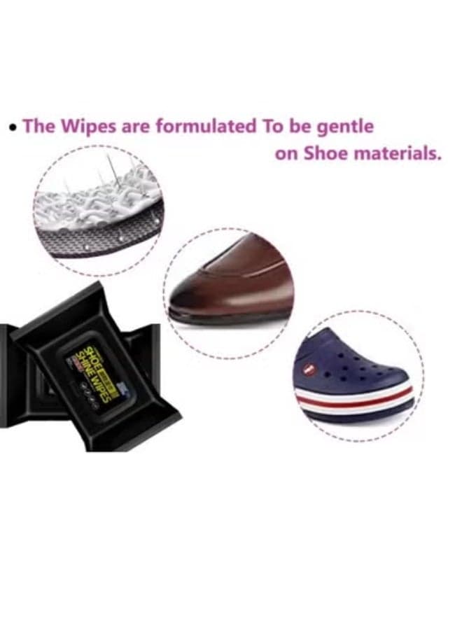 Shoe Shine Wipes Quick Cleaning Wet Wipes for Sneakers Shoes Sandals Leather Shoes Travel-Friendly Shoe Cleaner for Dirt Removal and Polishing Fast and Convenient Shoe Care Solution - 80pcs (٢)