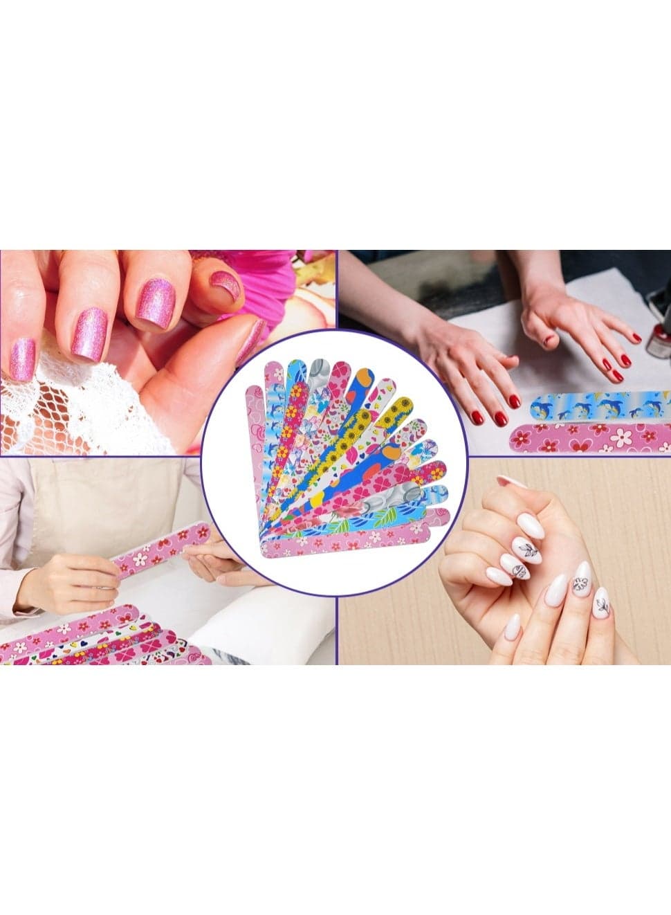 6 Pack Colorful Double-Sided Nail Files 180/180 Grit Emery Boards Professional Nail Shaping, Buffing & Smoothing Tools for Natural & Acrylic Nails – Manicure & Pedicure Nail Care Kit for Home & Salon Use – Durable & Reusable Nail Files (10)