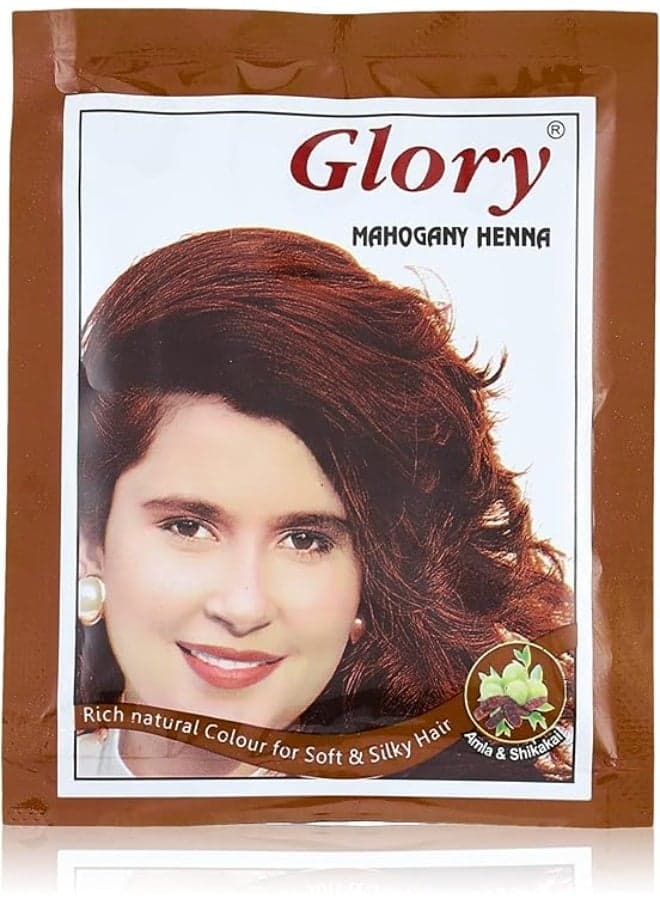 Glory Henna Hair Color Pack of 1 (1 sachet), 10 Gm Mahogany