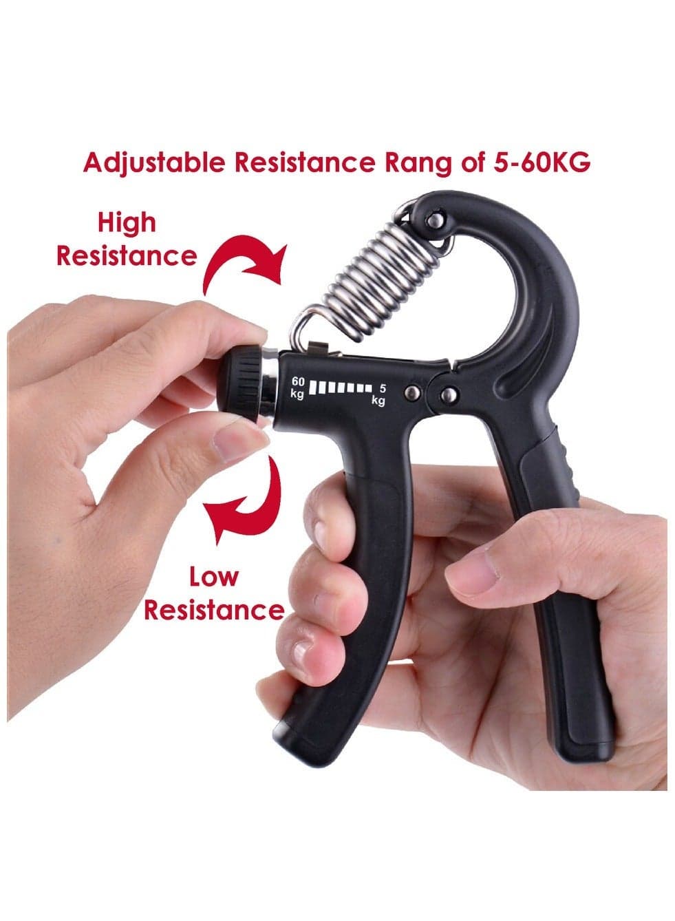 5-60Kg Adjustable Hand Grip Strengthener Exerciser, Black (10)