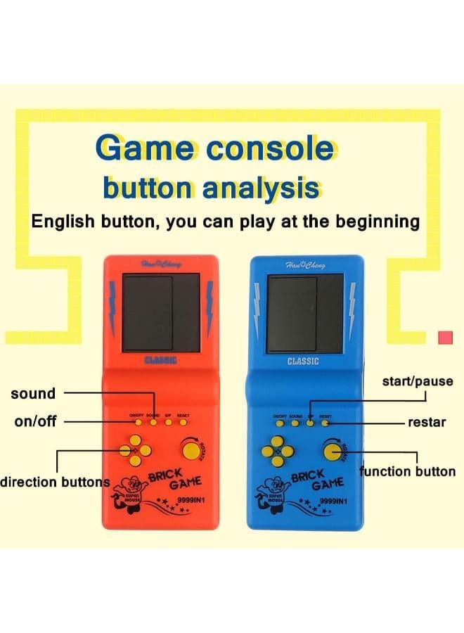 KIDSZONE Brick Game Console, Retro Handheld Game Console,Tank/Racing/Building Block Game,3.5-inch Large Screen,Built-in 23 Games (Red) (٣)