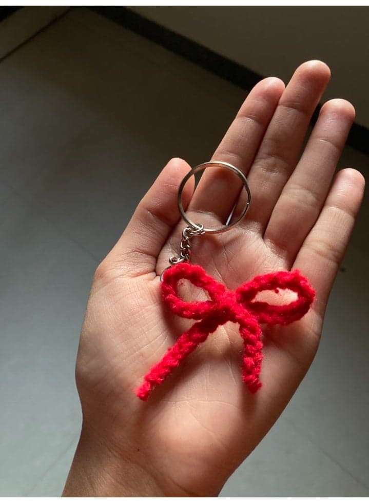 Handmade Crochet Bow Keychain | Cute Bow Keyring for Keys & Bags | Aesthetic Kawaii Bag Charm Gift for Girls Key Chains