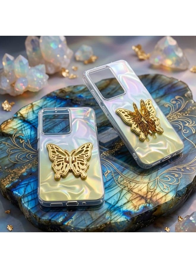 A colorful, Transparent Crystal Case Compatible With Oppo A5 / Oppo A5 Pro Shockproof And Scratch-Resistant, Featuring On Him A Butterfly Design And A Built-in Stand. A Fantastic Choice for Girls And Women.