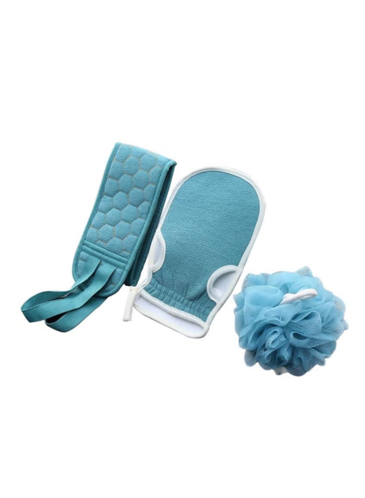 Body Scrub Tools Bath Sponge Bath Loofah Back Cleaner Exfoliating Gloves 3pcs Loofahs, Sponges & Poufs (٩)