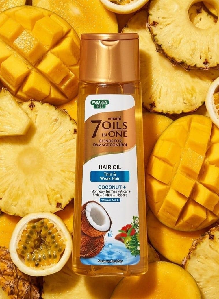 Omami 7 Oils in 1 Coconut Hair Oil for Thin & Weak Hair, 100ml Oil & Serums (٥)