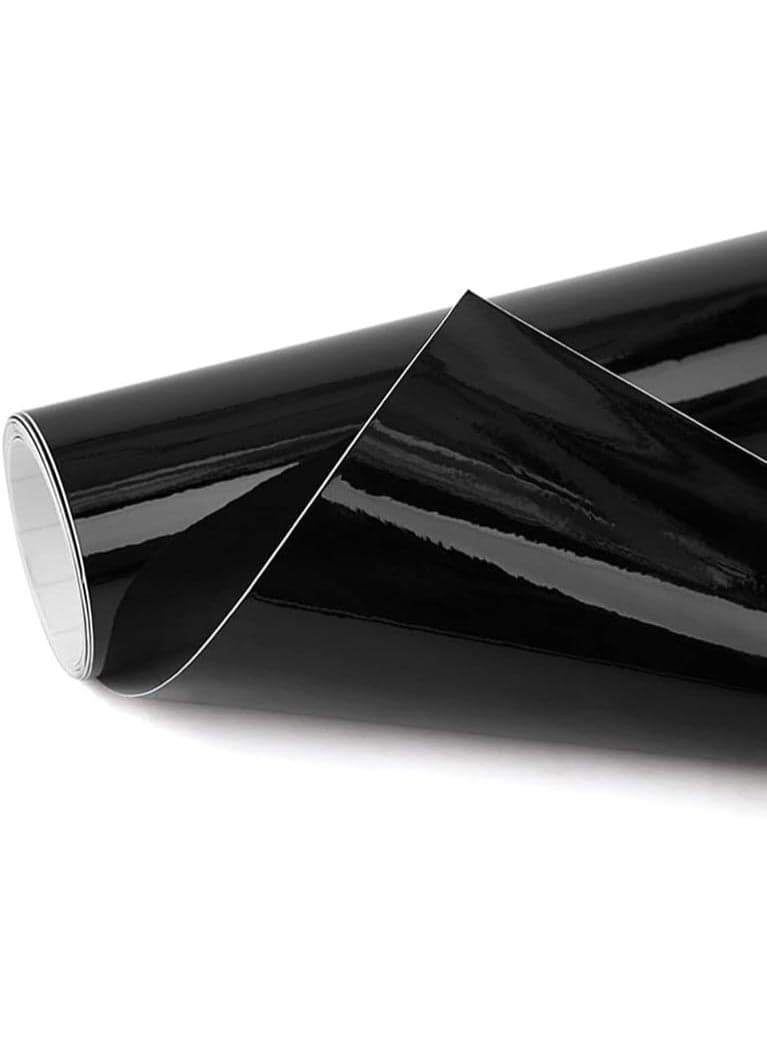 1 meter of multi-purpose vinyl for cars and kitchen utensils, 1 meter 30 cm (glossy black) Decals & Bumper Stickers (٢)