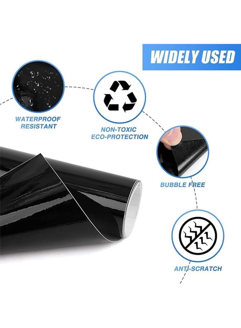 1 meter of multi-purpose vinyl for cars and kitchen utensils, 1 meter 30 cm (glossy black) Decals & Bumper Stickers (٥)