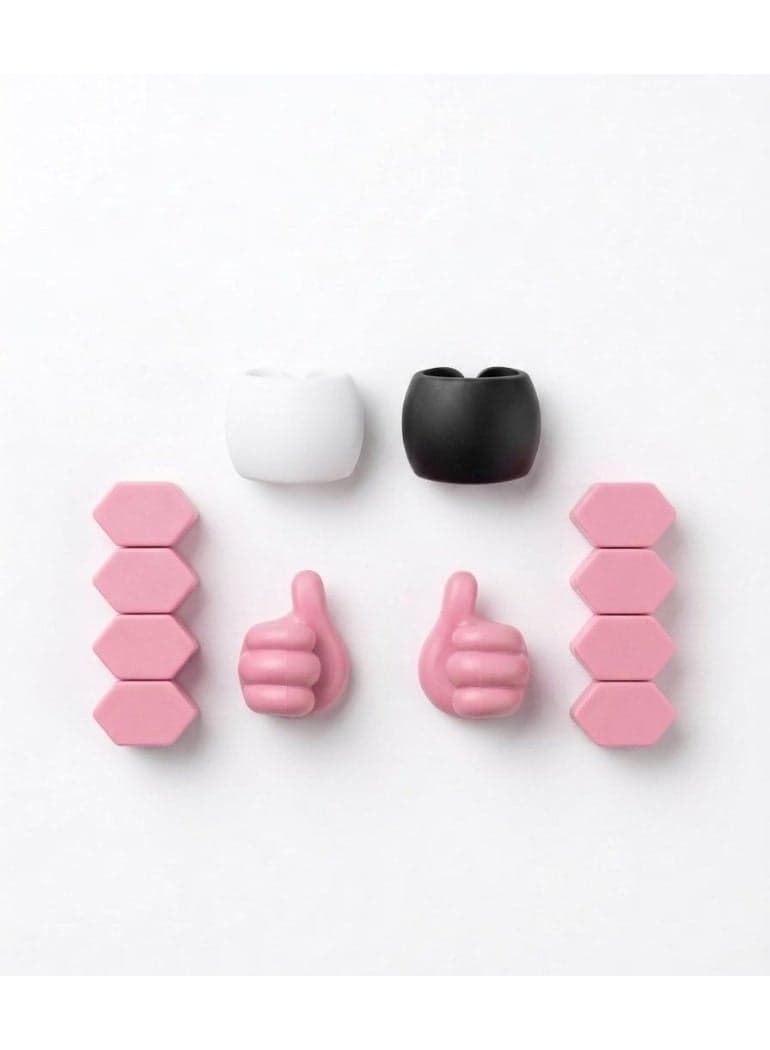 6 Piece Creative Cable Management and Organizer Set Multi Purpose Silicone Thumb Hooks and Hexagonal Cord Holders Desktop and Wall Cable Clips for Home and Office Mobile Accessories