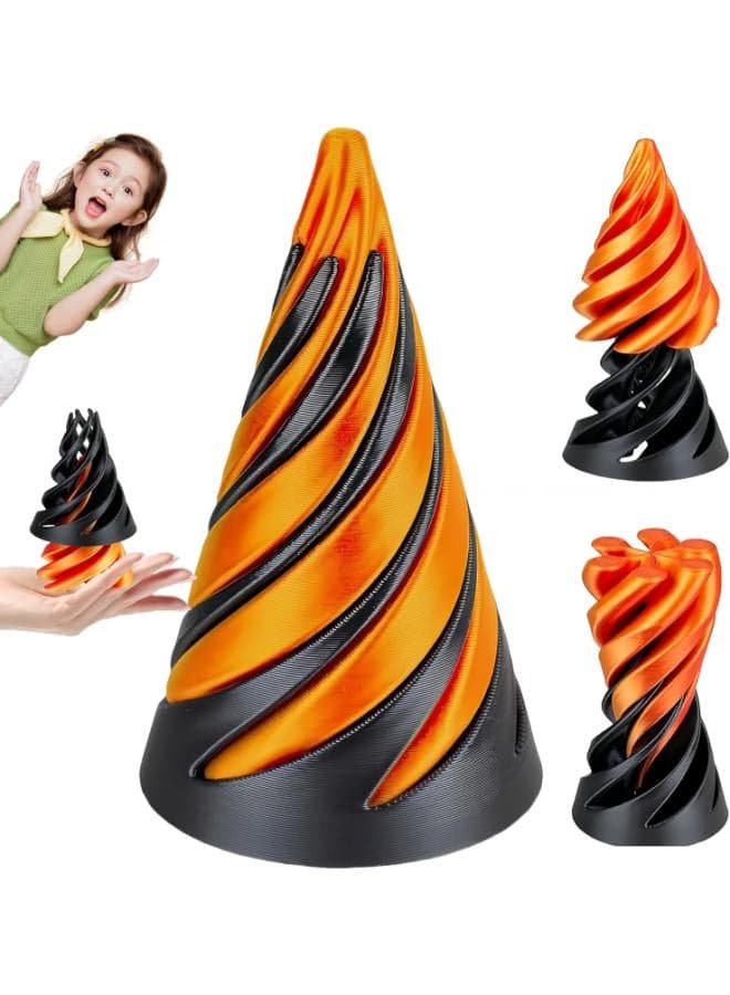 Impossible Cone, 3D Printed Spiral Fidget Toys, Stress Relief Fidget Toys, Suitable for Relieving ADHD and Anxiety, Suitable Toys for Friends Adults, and Kids Best Gift (Gradient Yellow) Fidget Spinners (4)