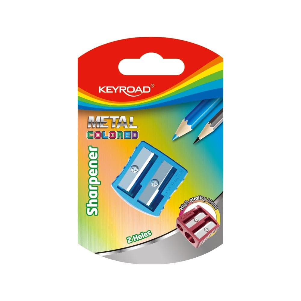 Keyroad Metal Sharpener 2 Hole 1 Piece Blue Card Model KR971867 Pencil Sharpeners