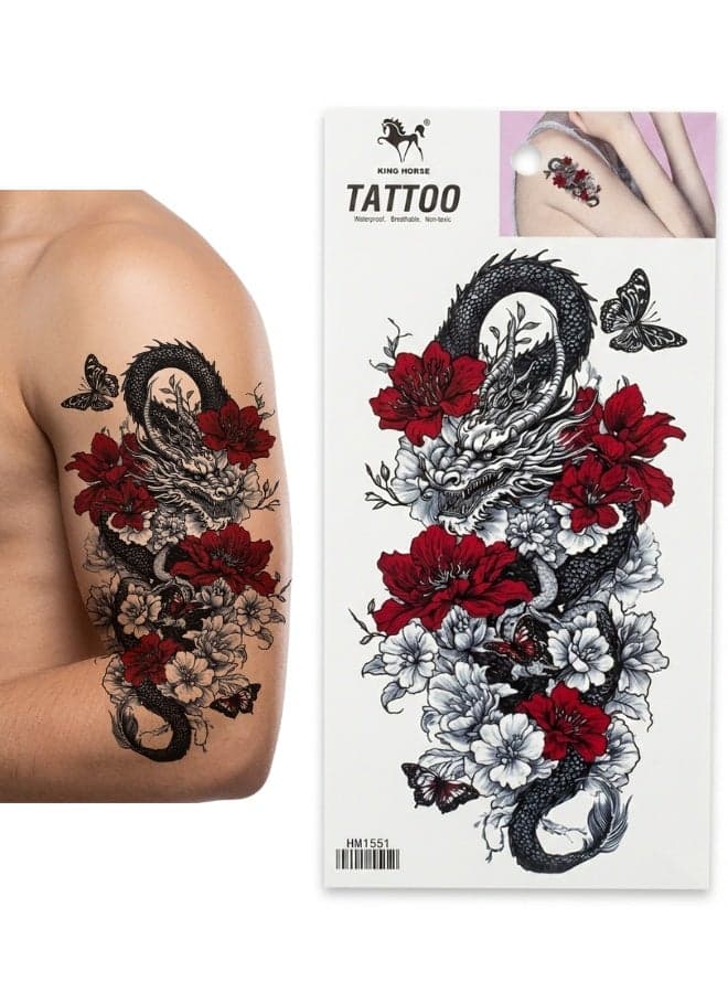 KING HORSE Temporary Tattoo Stickers, Water Transfer, Black, Grey and Multicolored Makeup Tools & Accessories