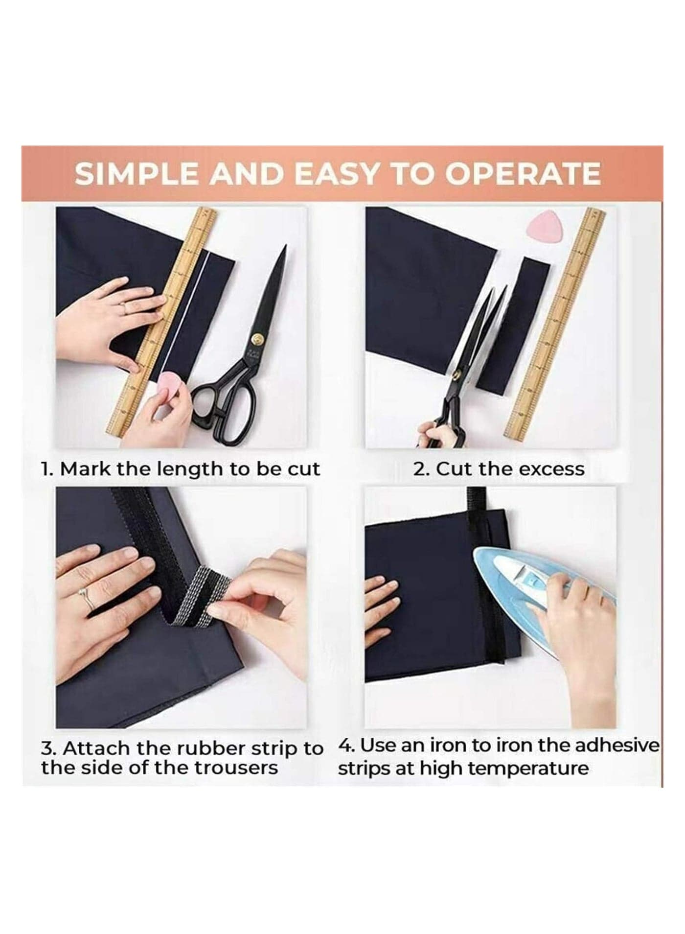 Professional Garment Tape, Ironing Tape for Clothes Edges, 2M Self Adhesive Hemming Tape, Simple and Convenient Ironing Tape, Washable Hemming Tape for Pants, Clothes, Fabric (7)