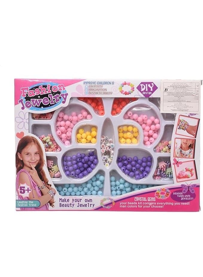 DIY Fashion Jewelry Bead Set for Kids - Butterfly-Shaped Storage Box - Assorted Colors & Letter Beads - Creative Educational Gift Set for Girls. (3)