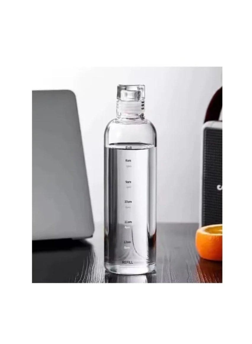 Transparent Sports Water Bottle with Motivational Time Marker - [Add Capacity, e.g. - Leak-Proof Lid & Carry Handle - Sleek & Modern Design (٣)