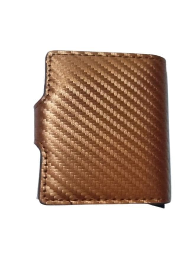 Slim RFID Blocking Card Holder Leather Aluminum Credit & Business Card Holder for Men & Women Aluminum Leather Men's Wallets (٦)