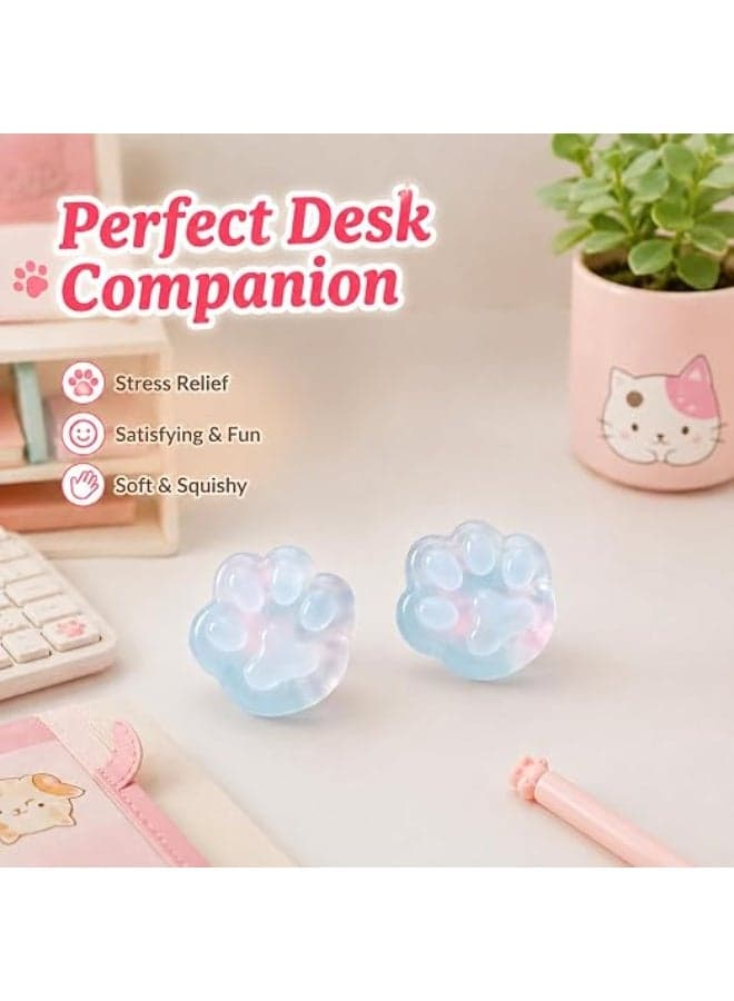 First Choice Cat Paw Stress Toy - 2 Pcs Soft Silicone Squeeze Toys for Anxiety Relief, Color-Changing Sensory Fidget Toys for Kids and Adults, Perfect Gift Squishy Toys (٤)