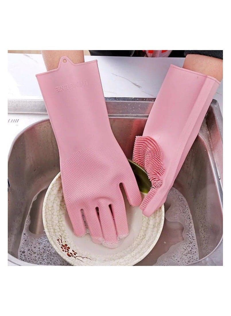 Magic Silicone Dish Washing Gloves Multicolor One Size Safety & Security Gloves (٨)
