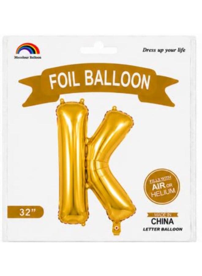 32 Inch Gold Foil Letter K Balloon – Metallic Mylar Helium & Air Party Decoration Balloon
