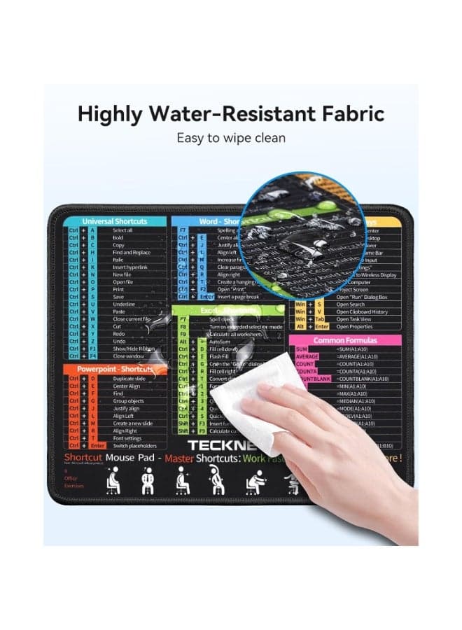 Shortcut Mouse Pad – 29.5 × 25 CM Office Mouse Pad with 68 Windows, Excel, Word & PowerPoint Keyboard Shortcuts Gaming Mousepads (٧)